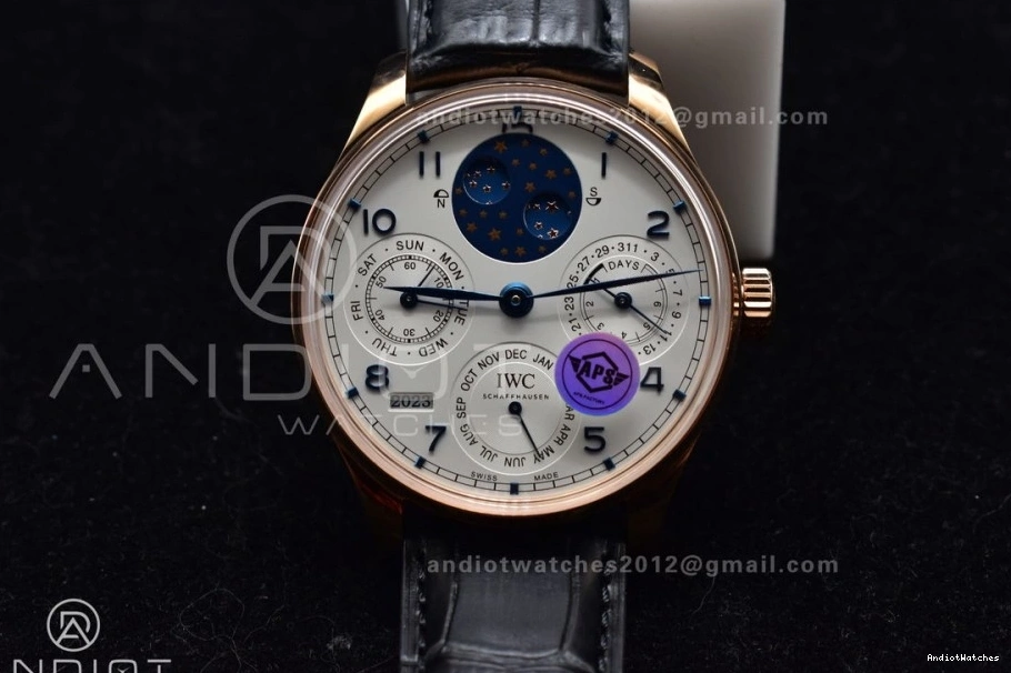 RG 1018 1:1 A52610 Calendar Best Portugieser 5033 Strap on White Black Leather APSF Clone BestValue Perpetual Dial Edition 0912